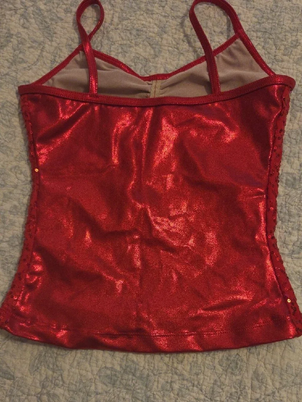 balera Red Sequin Tank with Green Tutu and Gold Polka Dots